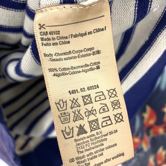 Scotch & Soda Contrast Sleeve Floral Stripe Mens XL Faded Ombre Crew Sweatshirt - Picture 7 of 7